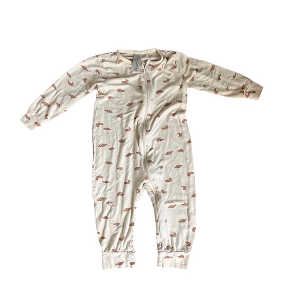 Gerber Other - 12m Croissant Pastry Bread Print Zipper Onesie Romper Modern Moments Gerber 12 m